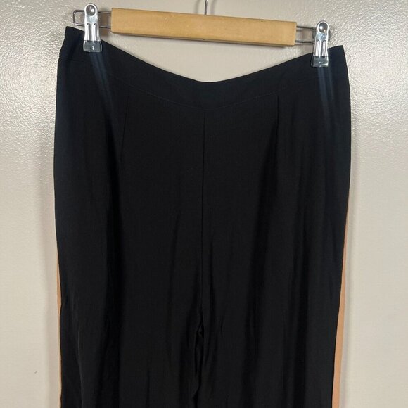 Eileen Fisher Silk Georgette Crepe Pants Size 8 Petite Black Side Stripe Career - Picture 9 of 10